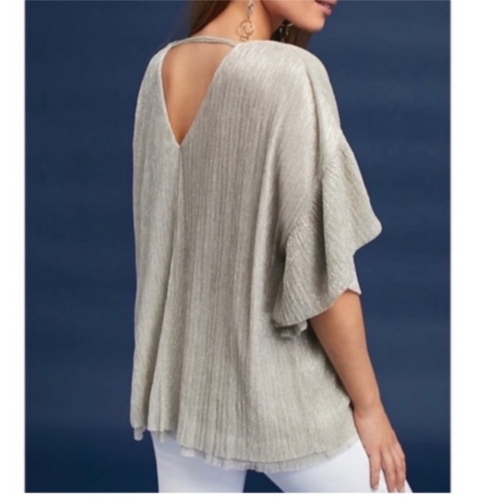 ANTHROPOLOGIE VANESSA VIRGINIA Metallic Silver Top Medium NEW - Picture 4 of 11